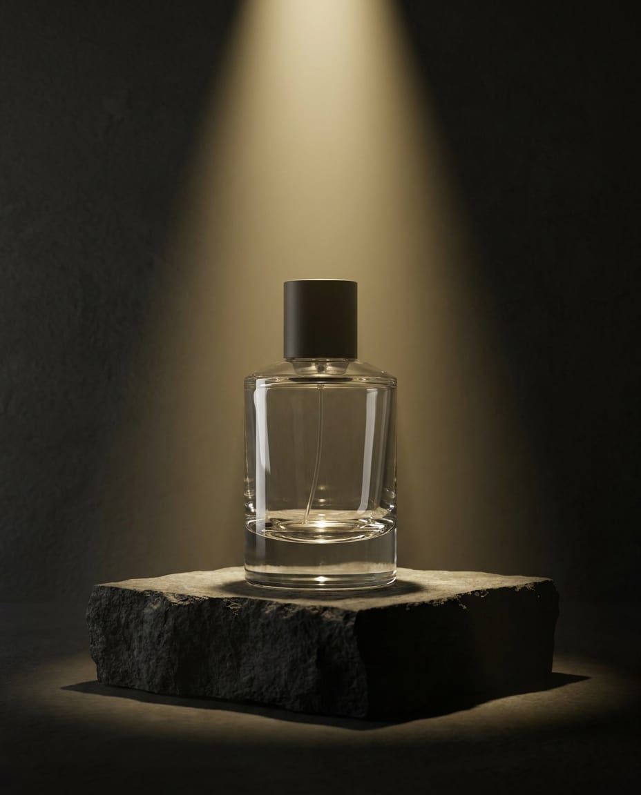 MAISON NOIR perfume campaign poster with the headline The scent of silence.